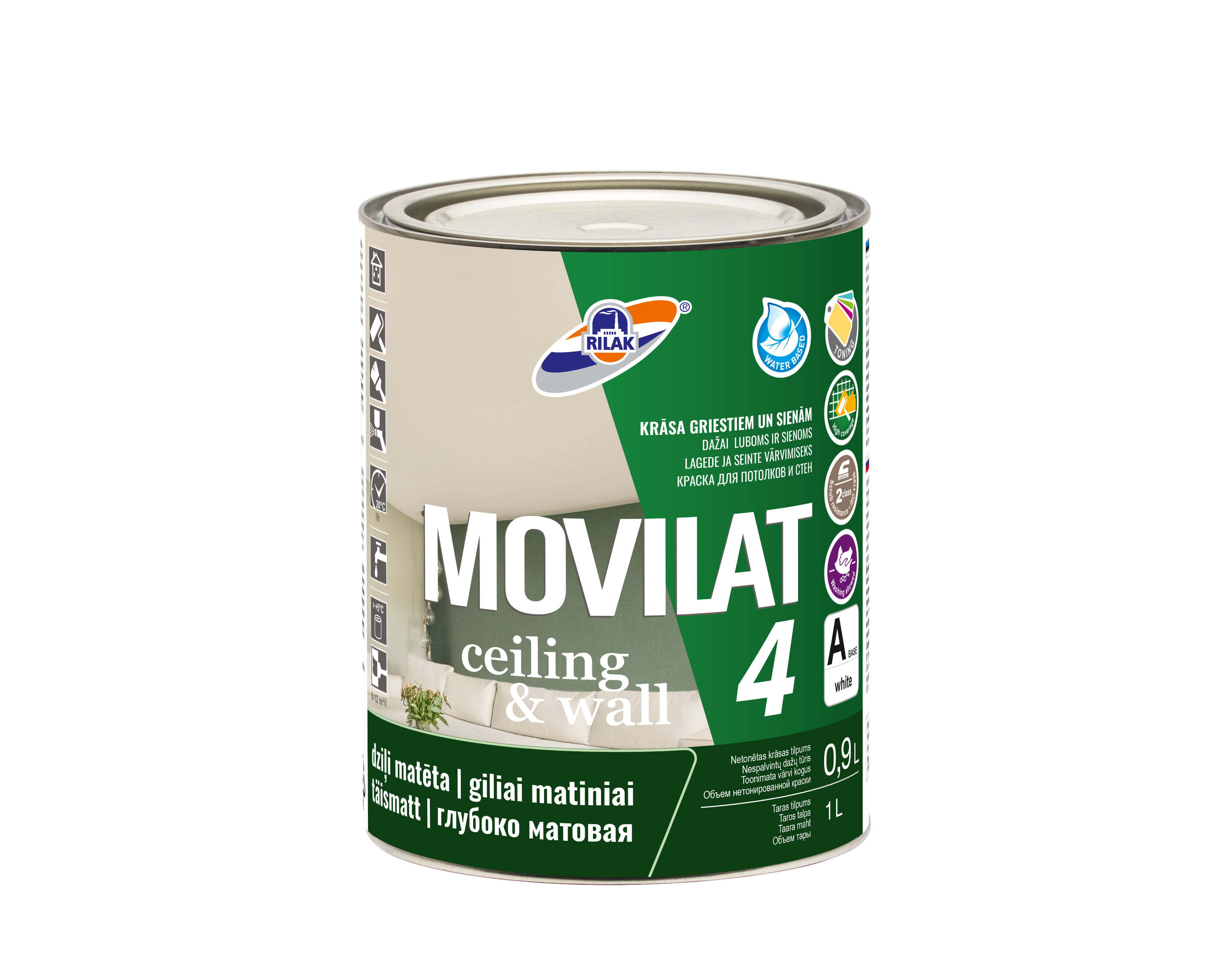 Dispersioonvärv Rilak Movilat 4, valge v., 0.9 l