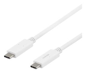 Įkrovimo laidas Deltaco Baltic, 2 x USB Type C, 100 cm, balta sp.