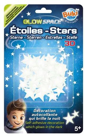 Sieninis lipdukas Buki 3D Stars, balta sp.
