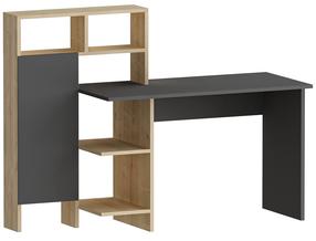 Rašomasis stalas su lentyna Kalune Design Bugra 550ARN1113, 135.9 cm x 60 cm, 111.8 cm, antracito sp./ąžuolo sp.