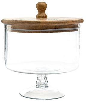 Servēšanas bļoda Homla Wood Colony, Ø 16 cm, caurspīdīga krās., stikls/koks/bambuss