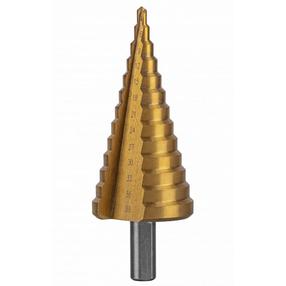 Pakopinis grąžtas Högert HT6D324, medienai/metalas/plienui, hss, šešiakampis, 4-39 mm x 8 cm
