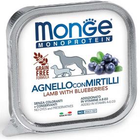 Влажный корм для собак Monge Monoprotein Lamb/Blueberries, баранина, 0.15 кг