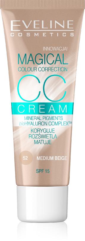 CC krēms Eveline Magical, SPF 15, gaiši brūna krās., 52 medium beige, 30 ml