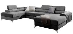 Kampinė sofa Lacante Gojo 5, tamsiai pilka sp., kairinė, 202 x 354 cm x 92 cm