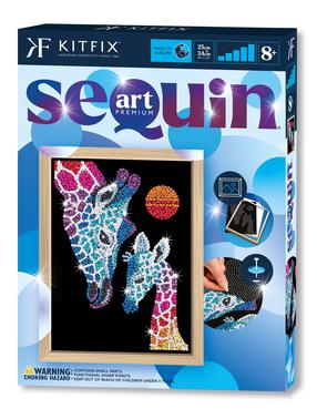 Набор для творчества, искусство с пайетками Kitfix Giraffe & Calf, синий цв./розовый цв., 25 x 34 cm