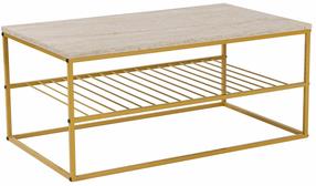 Журнальный столик Kalune Design Asude, золотой цв./travertine цв., 55 см x 95 см x 42 см