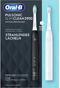 Elektrinis dantų šepetėlis Braun Pulsonic Slim Clean 2900 Duo Pack, balta sp./juoda sp.
