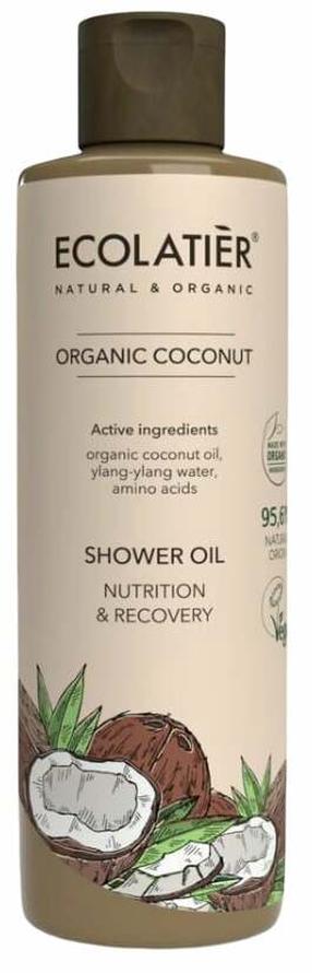 Kūno prausimosi aliejus Ecolatier Organic Coconut Nutrition & Recovery, 250 ml