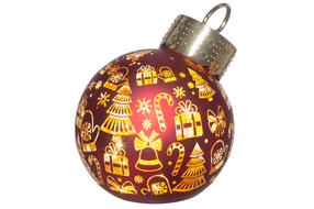 Dekorācija ar LED apgaismojumu, 14 cm, 12 cm, zelta krās./sarkana krās.