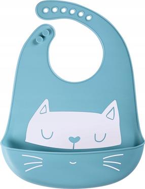 Детский нагрудник Simed Cat, синий цв., силикон, 6+ мес.