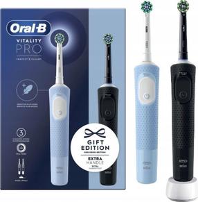 Elektriskā zobu birste Oral-B Vitality Pro Protect X Clean Duo, zila krās./melna krās.