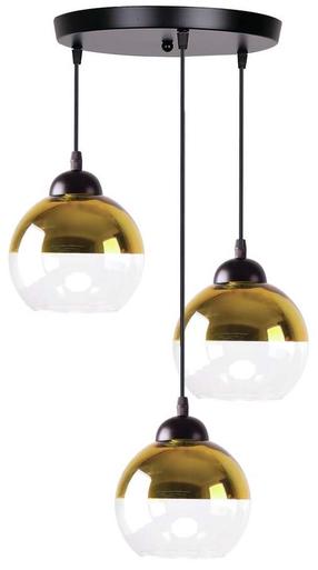 Šviestuvas kabinamas Candellux Lighting Contessa, E27, 3 x 40 W, aukso sp. / juoda sp., 13 x 15 cm