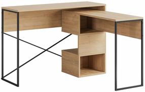 Rašomasis stalas su lentyna Kalune Design Badau 855DTE3865, 102.5 cm x 110 cm, 77 cm, sapphire oak sp.
