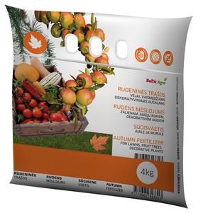 Mēslojums zālienam, augļu kokiem Baltic Agro, granulēts, 4 kg