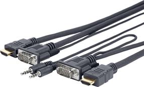 Kabelis Vivolink Pro PROVGAHDMIFLY3 VGA / 3.5 mm / HDMI, VGA / 3.5 mm / HDMI, 5 m, melna krās.
