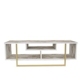 TV galds Kalune Design Asal 120, brūna krās./zelta krās./balta krās., 35.2 cm x 120 cm x 40.2 cm