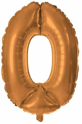 Folijas balons cipars 0, bronzas krās.