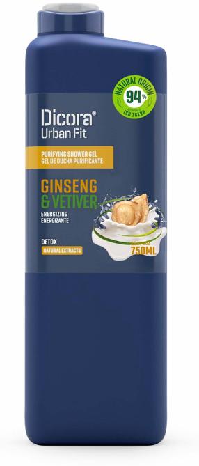 Ķermeņa mazgāšanās želeja Dicora Detox Ginseng & Vetiver, 750 ml