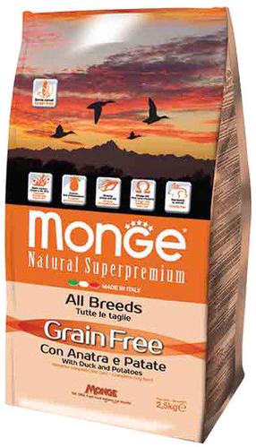 Sausā suņu barība Monge Grain Free Adult with Duck and Potatoes, 12 kg