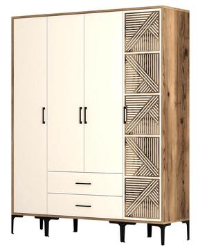 Spinta Kalune Design Kumsal STP, kreminė sp./riešuto sp., 47.5 cm x 160 cm x 201.4 cm