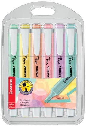 Текстовый маркер Stabilo Swing Cool, 1 - 4 мм, многоцветный, 6 шт.