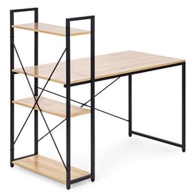 Rašomasis stalas su lentyna ModernHome TH-SD-6-16, 120 cm x 60 cm, 120 cm, juoda sp./šviesiai ruda sp.