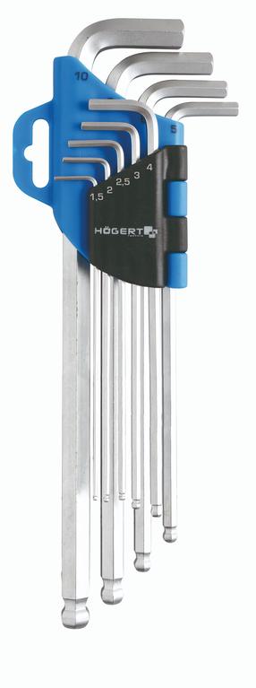 Набор шестигранных ключей Högert Ballpoint, шестигранная, 9 шт.