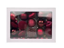 Eglutės žaisliukų rinkinys Christmas Touch Burgundy, raudona sp./rožinė sp., 1 - 6 cm, plastikas, 50 vnt.
