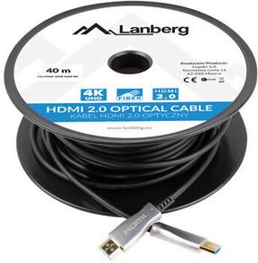Laidas Lanberg HDMI 2.0 Optical Cable HDMI 2.0, HDMI 2.0, 40 m, sidabro sp.
