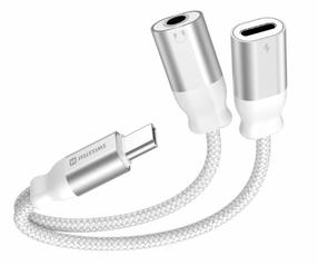 Адаптер Swissten, 3.5 mm (AUX)/USB Type-C, белый цв.