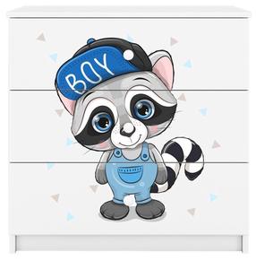 Vaikiška komoda Kocot Kids Babydreams Raccoon, balta sp., 41 cm x 80 cm x 80.5 cm