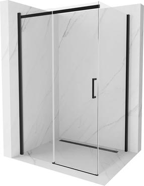 Dušo kabina Mexen Omega, stačiakampė, be padėklo, 130 cm x 80 cm x 190 cm, juoda sp./grūdintas