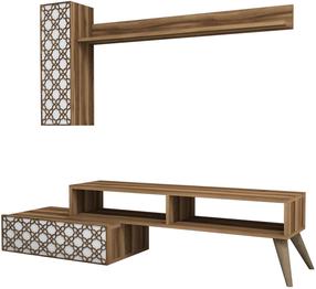 Sekcija Kalune Design Planet 845HCT3044, balts krās./valriekstu krās., 37.2 cm x 150 cm x 37.8 cm