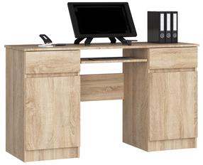 Rašomasis stalas su stalčiais Akord Furniture Factory, 135 cm x 50 cm, 77 cm, ąžuolo sp.