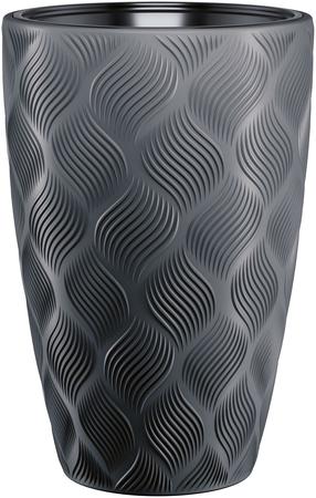 Puķu pods Form Plastic Flow Slim, plastmasa, 30 cm x 30 cm, Ø 30 cm, melna krās.