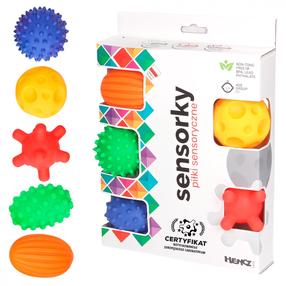 Sensorā bumba, formas un krāsas Hencz Toys, daudzkrāsaina, 5 gab.