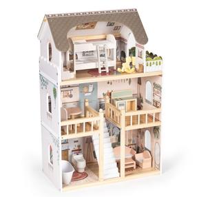 Lėlių namas, su priedais EcoToys Laura EF8208, įvairių spalvų