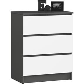 Komoda Akord K60, balta sp./grafito sp., 77 cm x 40 cm x 60 cm