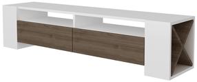 TV staliukas Kalune Design Sosruko, balta sp./riešuto sp., 155 cm x 35 cm x 35 cm