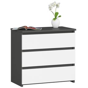 Naktinis staliukas Akord CL3 3SZ CLP, balta sp./grafito sp., 57 cm x 35 cm x 60 cm