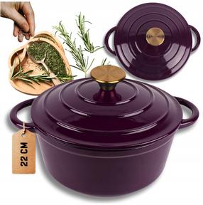 Emaliuotas ketaus puodas Atusa Hage Eggplant, Ø22 cm, 3 l, violetinė sp.