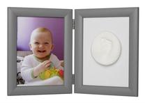 Komplektas rankų/kojų antspaudų kūrimui Odcisk Bobasa Baby Handprint Frame with Clay – Grey