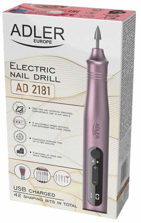 Elektriskais manikīra un pedikīra komplekts Adler AD 2181, rozā krās.