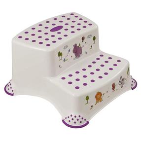 Pakāpiena soliņš Keeeper Igor Hippo, polipropilēns (pp)/termoplastiskā gumija (tpe), balta krās./violeta krās., 21 cm x 40 cm x 37 cm