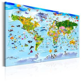 Kamštinė reprodukcija Artgeist Children's Map: Colourful Travels KR42, 90 cm x 60 cm