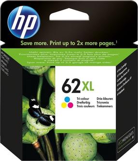 Tintes printera kasetne HP 62XL (C2P07AE), dzeltens krās./fuksīna (magenta) krās./zilganzaļa (cyan) krās., 11.5 ml