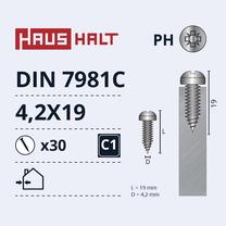 Savisriegis Haushalt DIN7981C, 4.2 mm x 19 mm, 30 vnt.