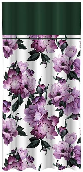 Naktinė užuolaida ZML-019, balta sp./tamsiai žalia sp./violetinė sp., 160 cm x 270 cm