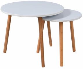 Kavos staliukų komplektas Amira, rudas/baltas, 40 - 55 cm x 55 cm x 40 - 45 cm, 2 vnt.